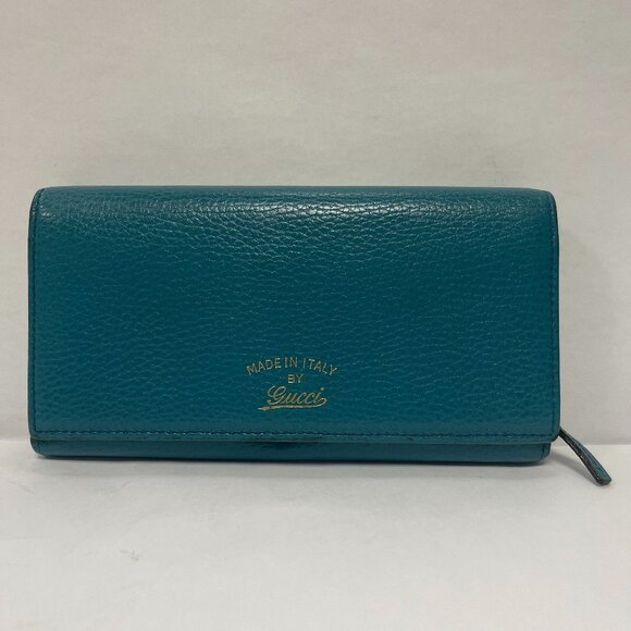 Gucci Blue Pebbled Leather Swing Continental Wallet - Preowned - Picture 1 of 16